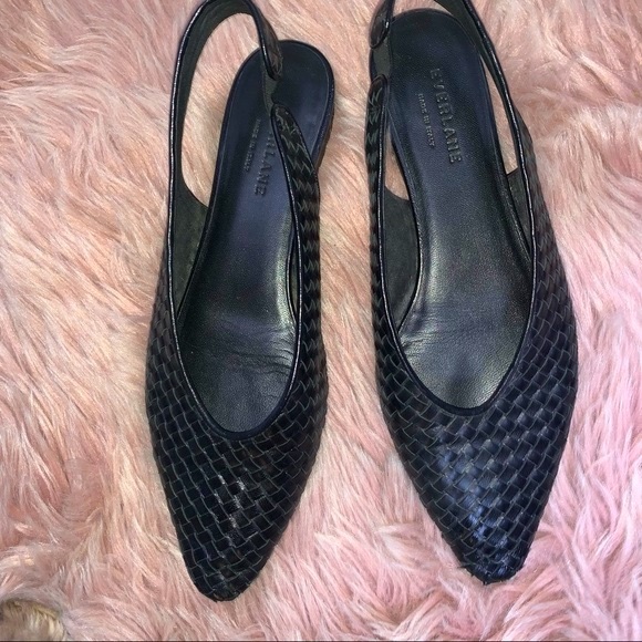 EVERLANE | The V Slingback Woven Black Flats - Picture 6 of 13